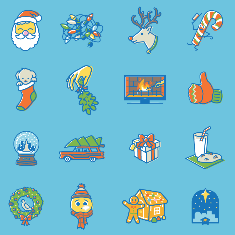 Sample stickers from the Christmassy sticker pack